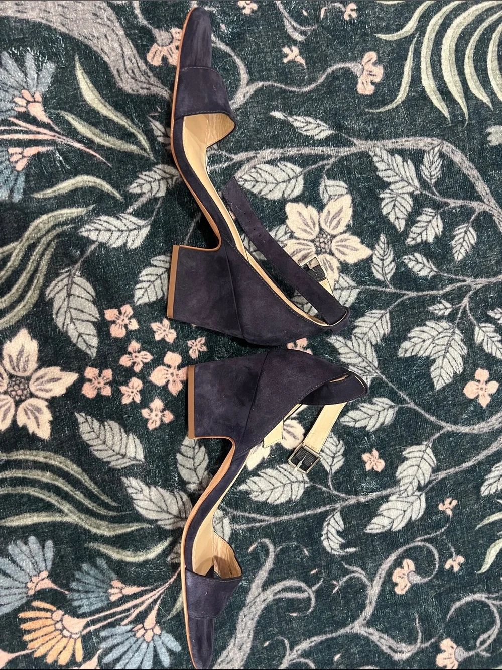 Johnston & Murphy Navy Blue Heeled Sandals with Ankle Strap Size 9